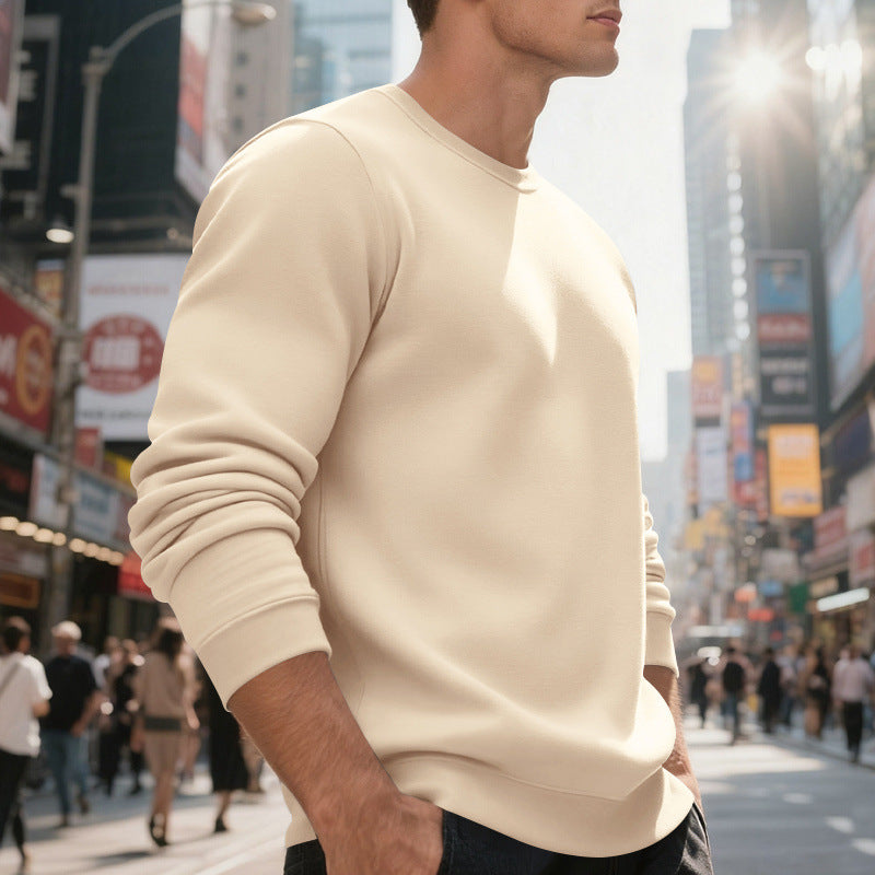 Herren lässiger Rundhals-Sweatshirt aus hochwertigem Baumwollmix mit strukturiertem Material Echoarchiv