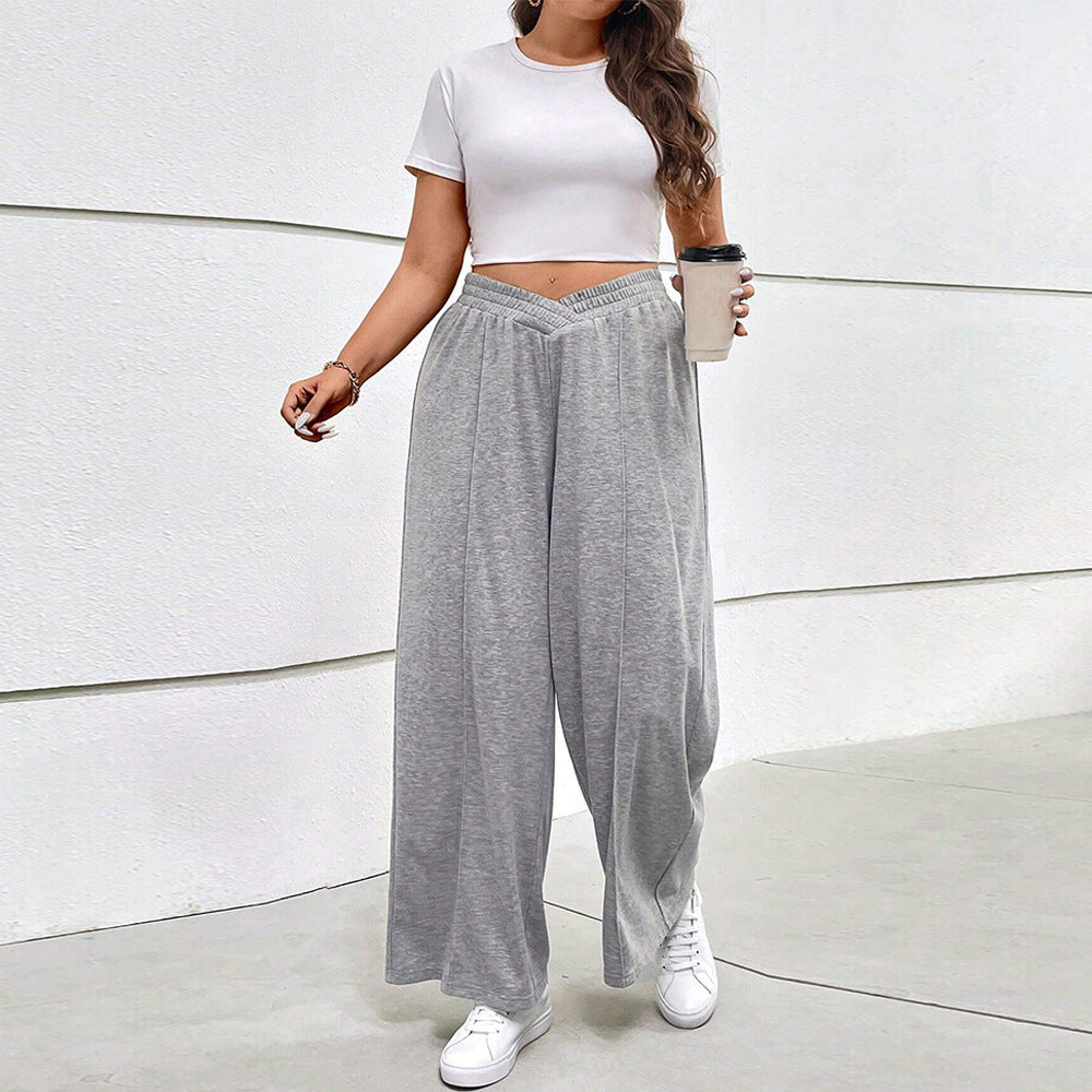 Damen weit geschnittene Freizeithose mit elastischem Bund und Cross-Over-Design Echo Archiv