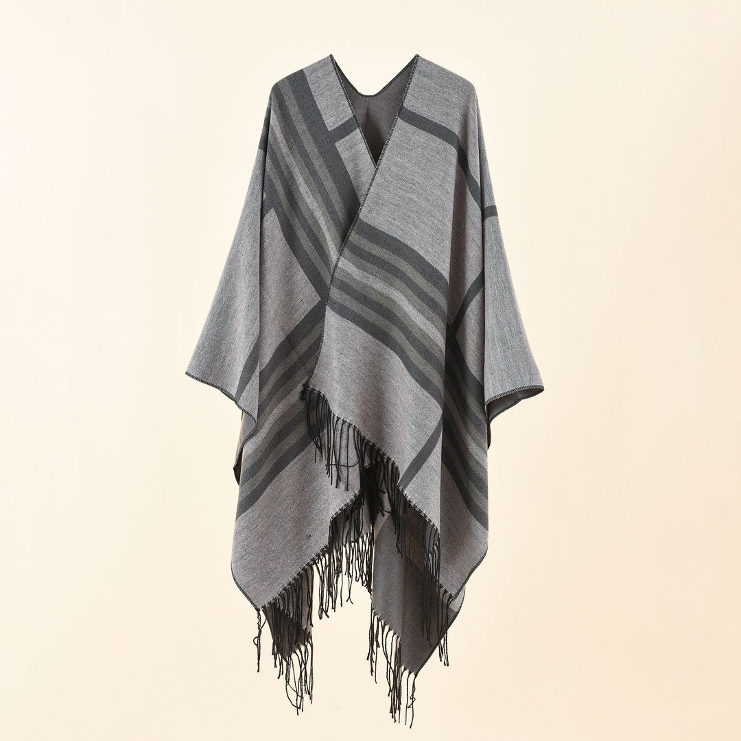 Damen Jacquard Poncho mit Paisley‑Muster – Avérine