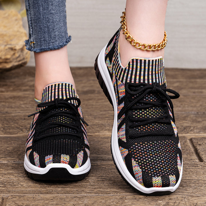 Damen nan gestrickter Sockensneaker mit Jacquard-Muster, elastischem Schaft, integrierter Schnürung und stoßdämpfender Profilsohle Echo Archiv
