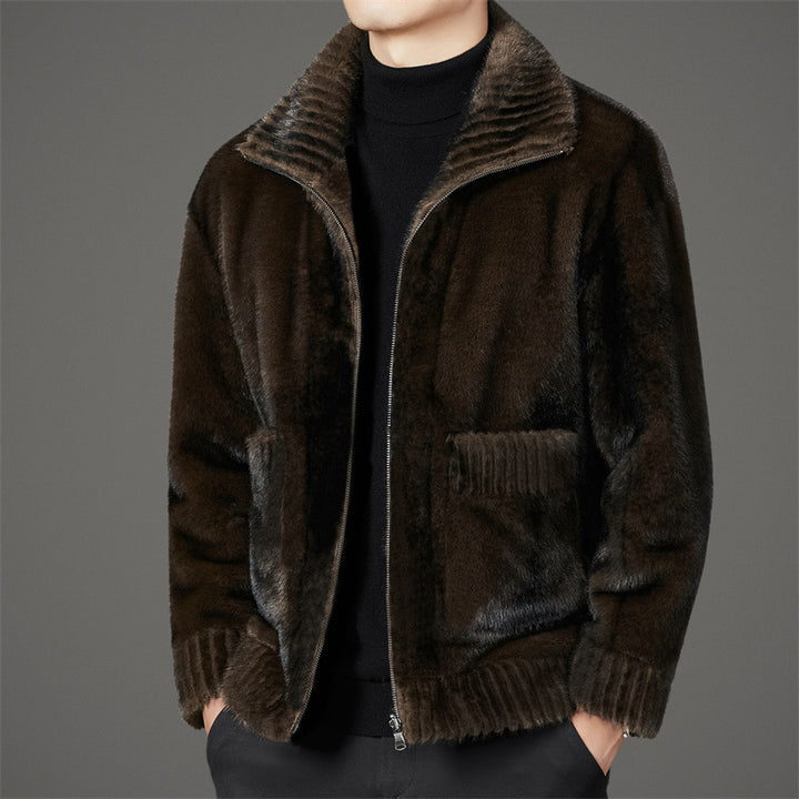 Herren weiche Fleecejacke mit hohen Kragen und praktischen Taschen Echoarchiv
