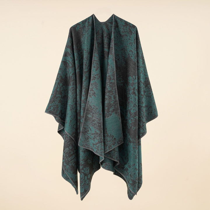 Damen Jacquard-Umhang mit floraler Strukturwebung und offenem Kimono-Fall Echo Archiv
