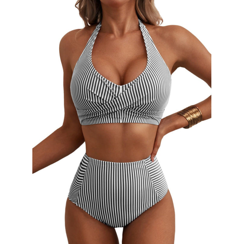 Damen Hochbundiger Streifen-Bikini Echo Archiv