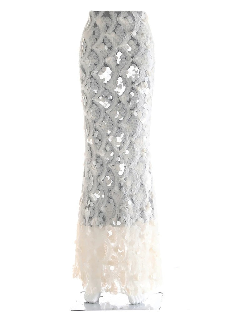 Damen Maxirock mit einzigartigem Volantdesign und transparenter Spitze Echo Archiv