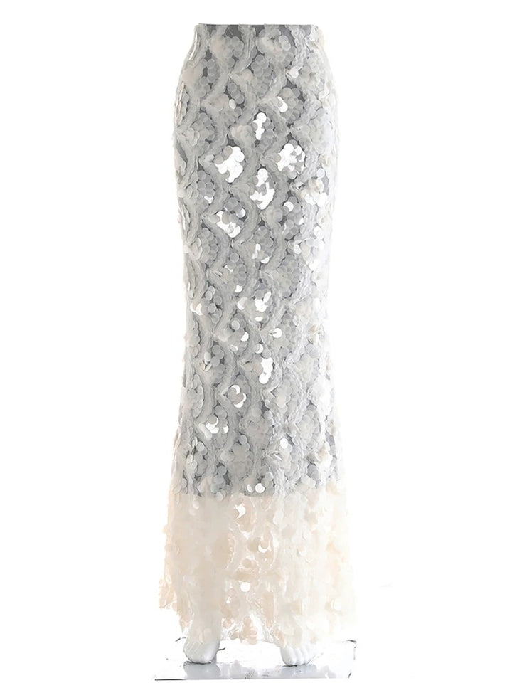 Damen Maxirock mit einzigartigem Volantdesign und transparenter Spitze Echo Archiv