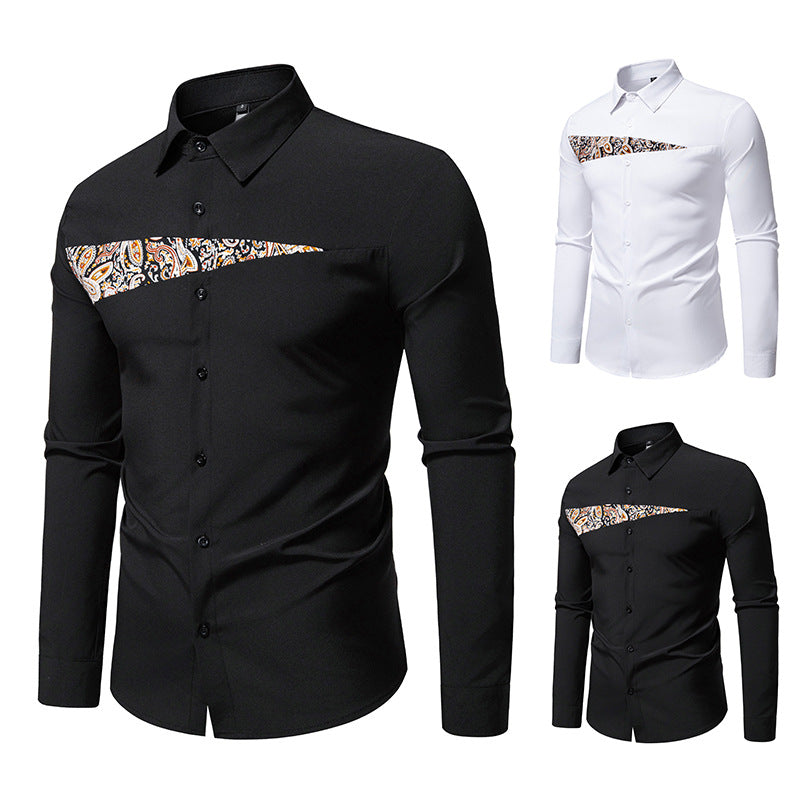 Herren modisches Langarmhemd mit Paisleymuster-Details Echoarchiv