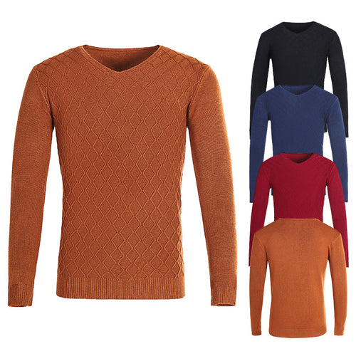Herren V-Ausschnitt Pullover mit Strukturmuster Echoarchiv