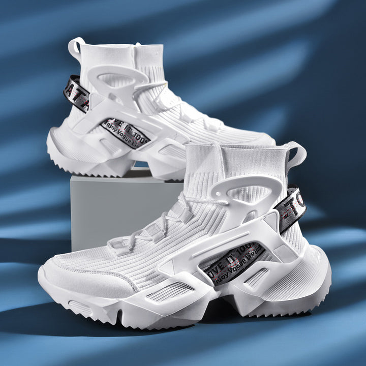 Herren Futuristische High-Top Strick-Sneaker mit Exoskelett-Fersenstütze Echoarchiv