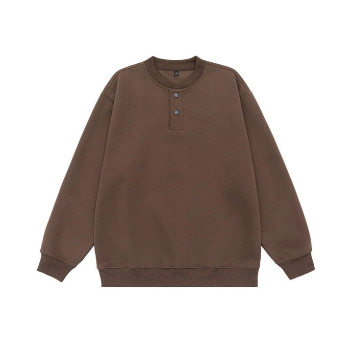Unisex Weit geschnittenes Sweatshirt mit Halbknopfleiste und gerippten Bündchen Echoarchiv
