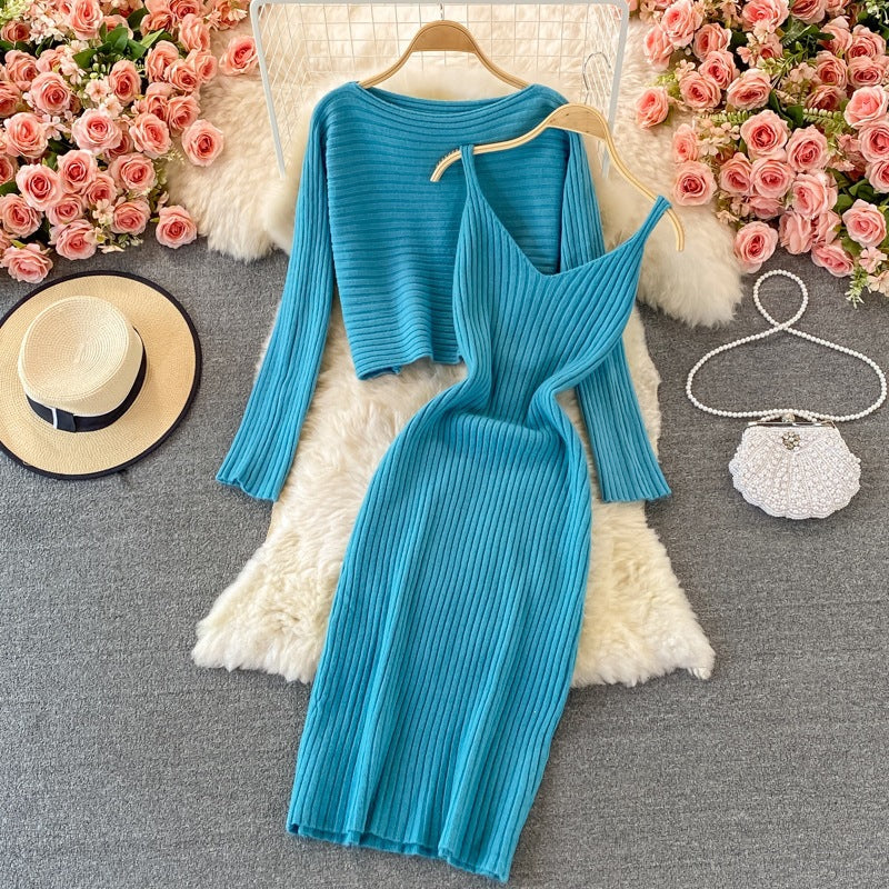 Damen Modisches Strickkleid- und Oberteil-Set Echo Archiv