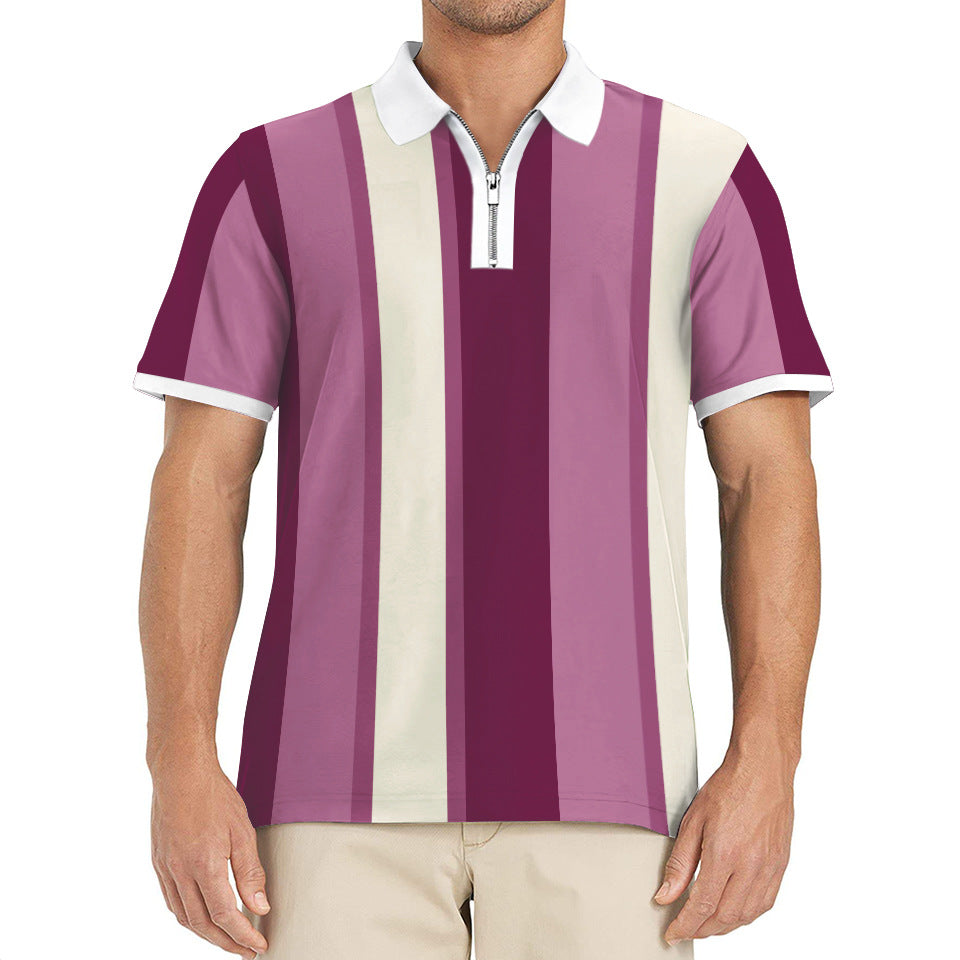 Herren Poloshirt mit praktischem Reißverschluss und modernem Streifendesign Echoarchiv