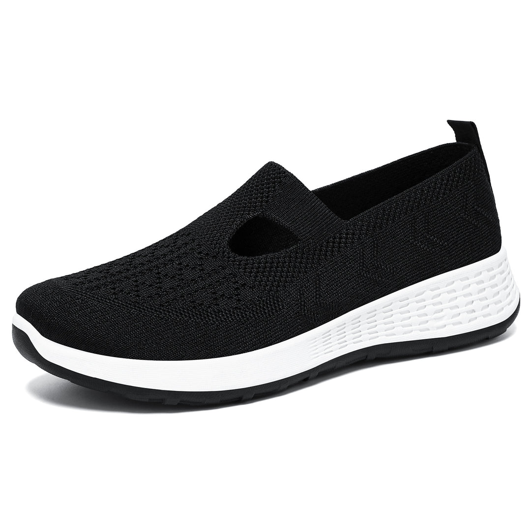 Damen nan gestrickter Slip-On Komfort-Sneaker mit V-Cut, elastischem Einstieg und dämpfender Waben-Zwischensohle Echo Archiv