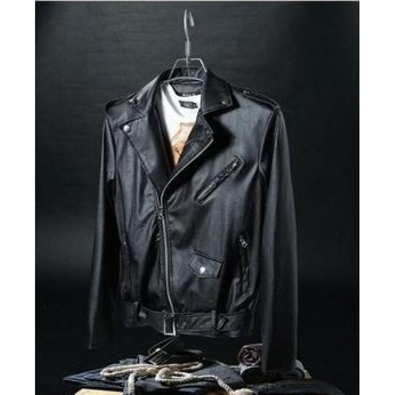 Herren Biker-Lederjacke mit asymmetrischem Reißverschluss und praktischen Ziertaschen Echoarchiv