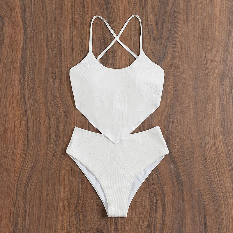 Damen Hoch geschnittenes Bikini-Set mit Kreuzträger-Design Echo Archiv