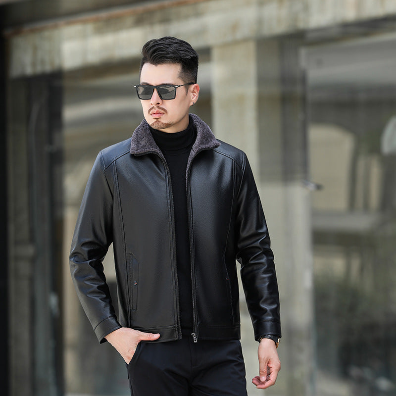 Herren Lederjacke mit weichem Fleecekragen Echoarchiv