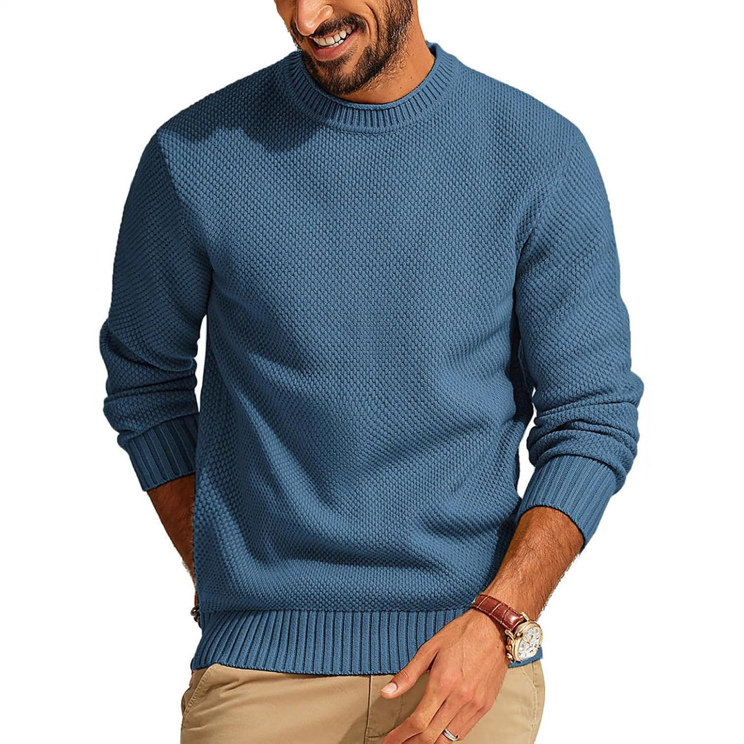 Herren Waffelstrick-Pullover mit Rundhalsausschnitt Echo Archiv