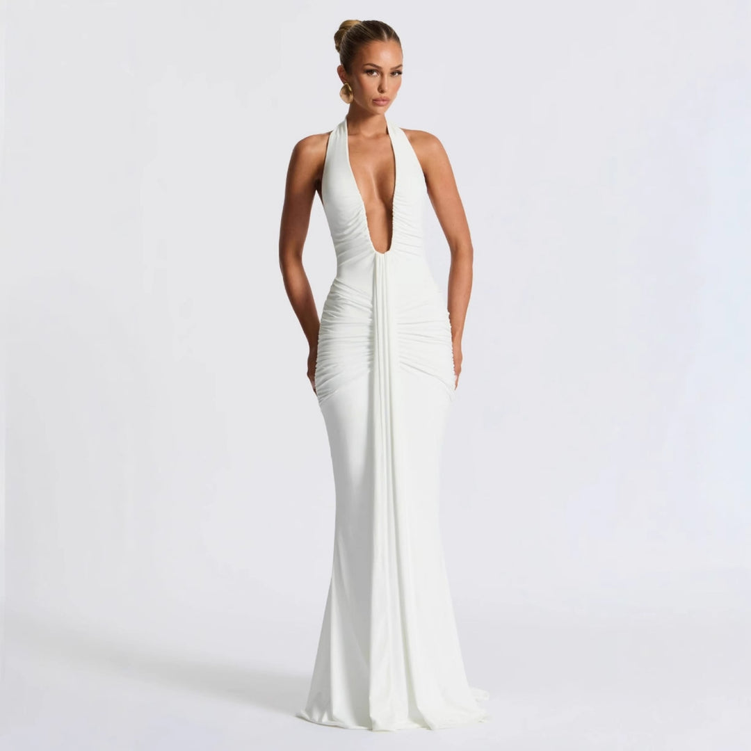 Damen Elegantes Kleid mit tiefem V-Ausschnitt und figurbetontem Schnitt Echo Archiv