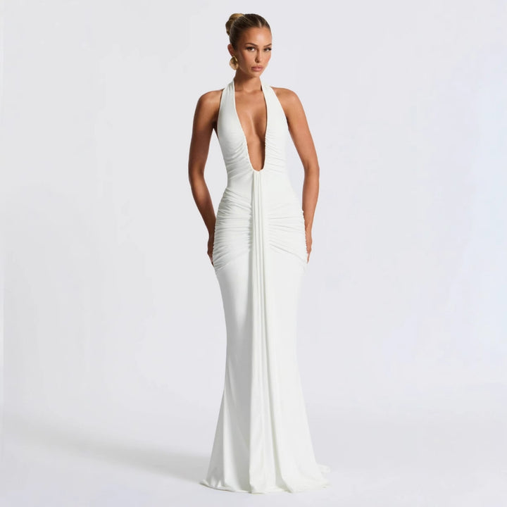 Damen Elegantes Kleid mit tiefem V-Ausschnitt und figurbetontem Schnitt Echo Archiv