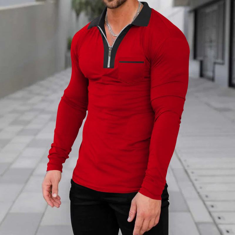 Herren Longsleeve mit modernem Stehkragen und Reißverschluss Echoarchiv