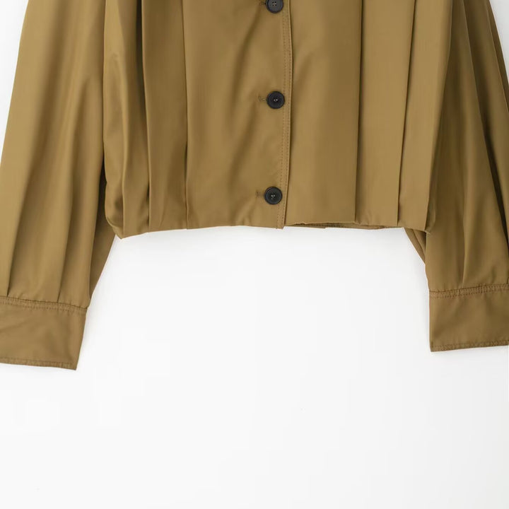 Damen Cropped Blusenjacke mit Hemdkragen und Schulterriegeln Echoarchiv