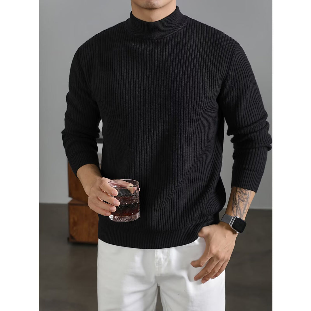 Herren Modischer Rollkragenpullover aus Rippstrick Echoarchiv