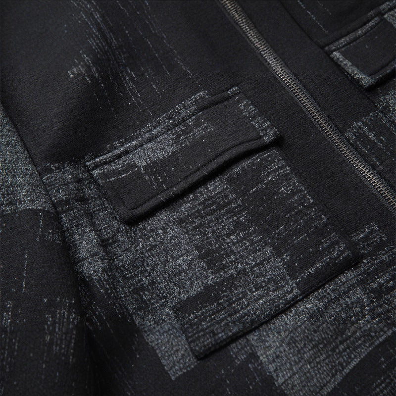 Herren Strukturierte Zip-Hemdjacke aus Wollmix mit Pattenbrusttaschen Echo Archiv