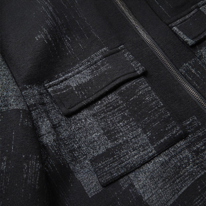 Herren Strukturierte Zip-Hemdjacke aus Wollmix mit Pattenbrusttaschen Echo Archiv