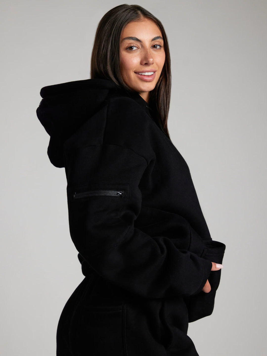 Damen nan Kapuzensweatshirt mit integrierter Schlafblende und weichem Fleece-Innenfutter Echo Archiv