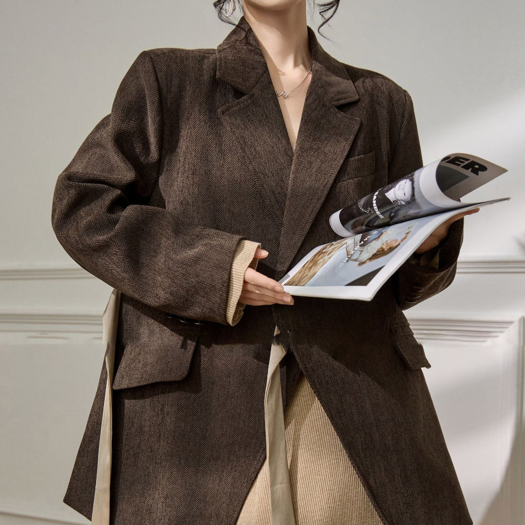 Damen Eleganter und vielseitiger Blazer mit Taillengürtel Echoarchiv