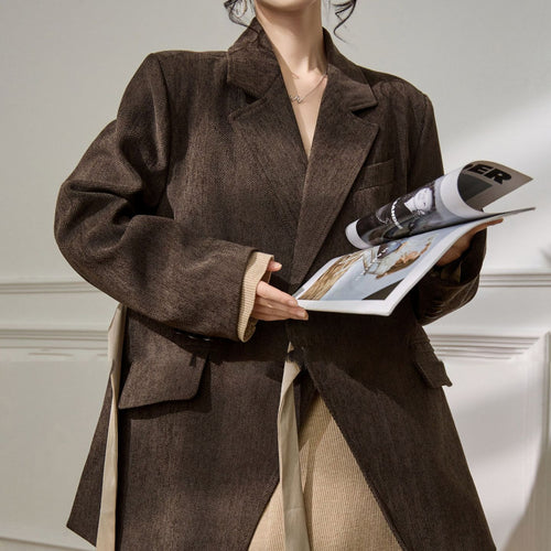 Damen Eleganter und vielseitiger Blazer mit Taillengürtel Echoarchiv