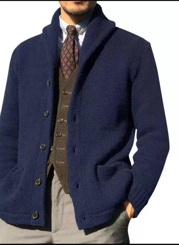 Herren Strickjacke im modernen Casual-Stil mit Schalkragen Echoarchiv