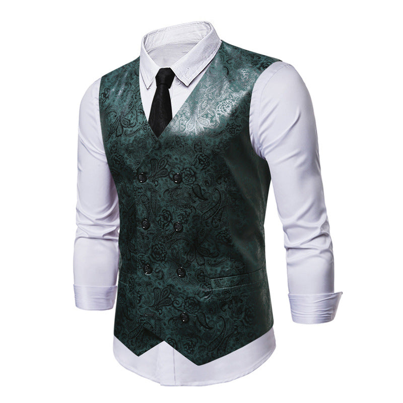 Herren elegante Weste mit floralem Muster und doppelter Knopfreihe Echoarchiv