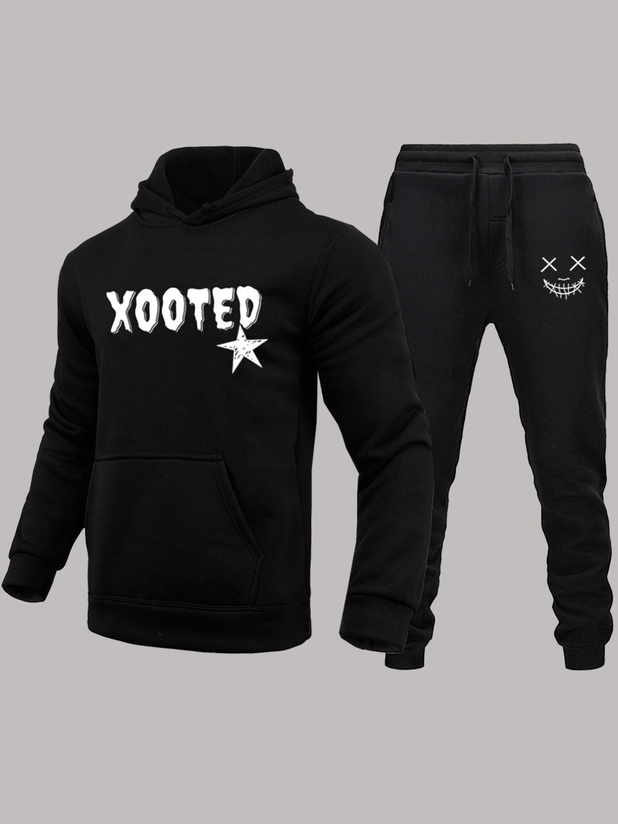 Herren Hoodie und Jogginghose Set mit modernem, auffälligem Print Echoarchiv