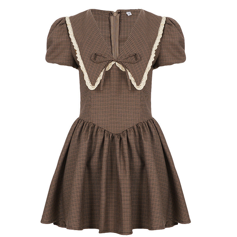 Damen Vintage-Folklore Kleid mit voluminösen Ärmeln und dekorativem Kragen Echo Archiv