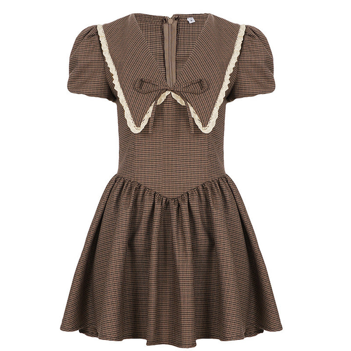 Damen Vintage-Folklore Kleid mit voluminösen Ärmeln und dekorativem Kragen Echo Archiv