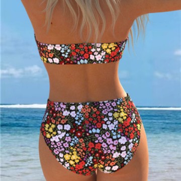 Damen Bikini-Set mit strapazierfähigem Bandeau-Oberteil und hoch geschnittenen Badeshorts Echo Archiv
