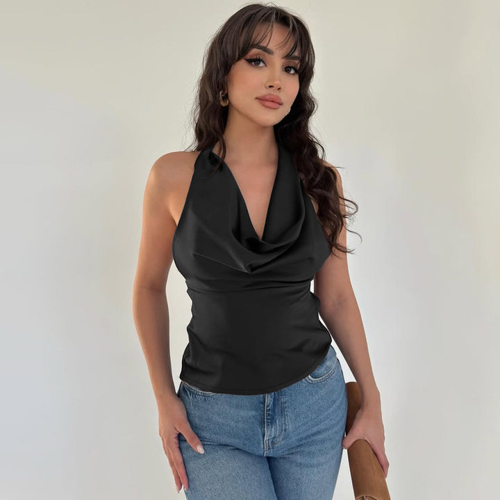Damen Elegantes O-Back Top mit bindender Kapuze Echo Archiv