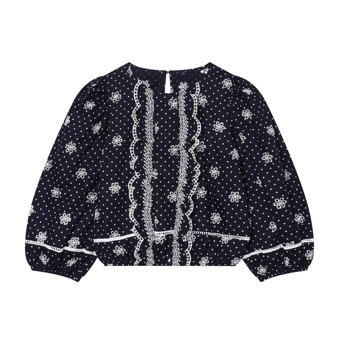Damenbluse mit feinen Spitzen- und Rüschendetails Echo Archiv