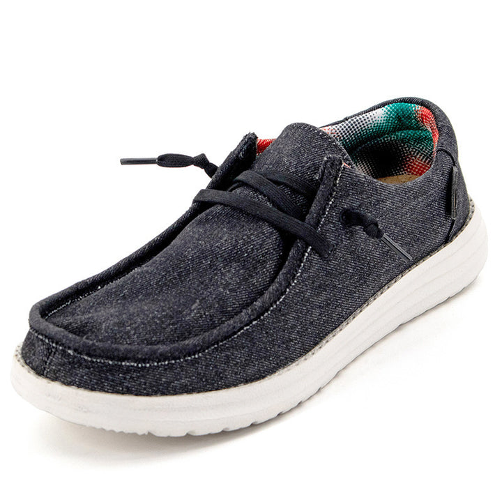 Herren Legerer Canvas-Mokassin-Slipper mit geflochtener Schnürung und gefleckter EVA-Sohle Echoarchiv