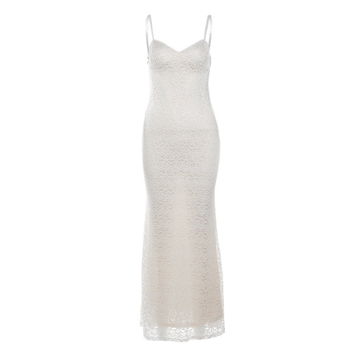 Damen Spitzen-Maxikleid mit eleganten Trägern Echo Archiv