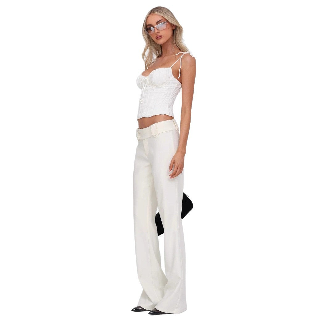 Damen Raffinierte Crop Top mit Bindebändern Echo Archiv