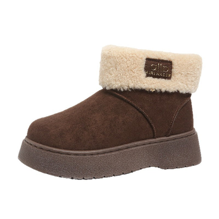Damen Gefütterte Plateau‑Winterstiefeletten mit Teddyfell‑Kragen und rutschfester Profilsohle – Varelle