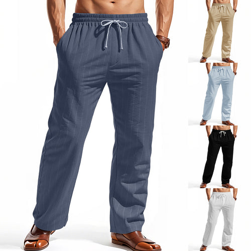 Herren lässige Freizeithose mit elastischem Bund und eleganter Streifenoptik Echoarchiv