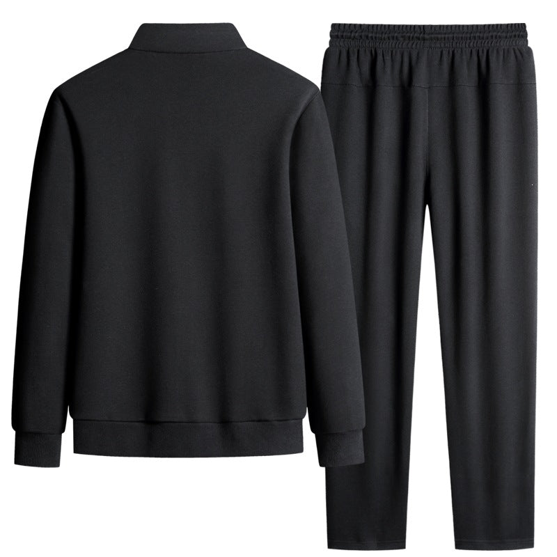 Herren Modernes Freizeit-Trainingsset aus Thermofleece mit Stehkragen‑Zipjacke & konischer Jogginghose Echoarchiv