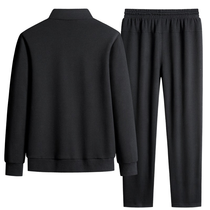Herren Modernes Freizeit-Trainingsset aus Thermofleece mit Stehkragen‑Zipjacke & konischer Jogginghose Echoarchiv