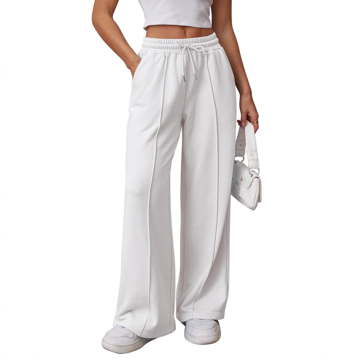 Damen nan High-Waist Relax-Freizeithose mit doppeltem Rippbund, sichtbarer Bügelfalte und weitem Bein Echo Archiv
