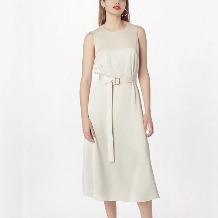 Damen Elegantes Midikleid mit Taillengürtel und fließendem Schnitt Echo Archiv