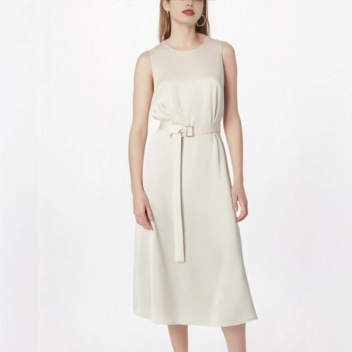 Damen Elegantes Midikleid mit Taillengürtel und fließendem Schnitt Echo Archiv