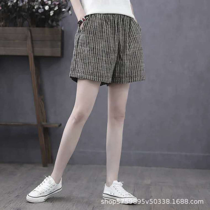 Damen Leichte Baumwollshorts mit Streifendessin Echoarchiv