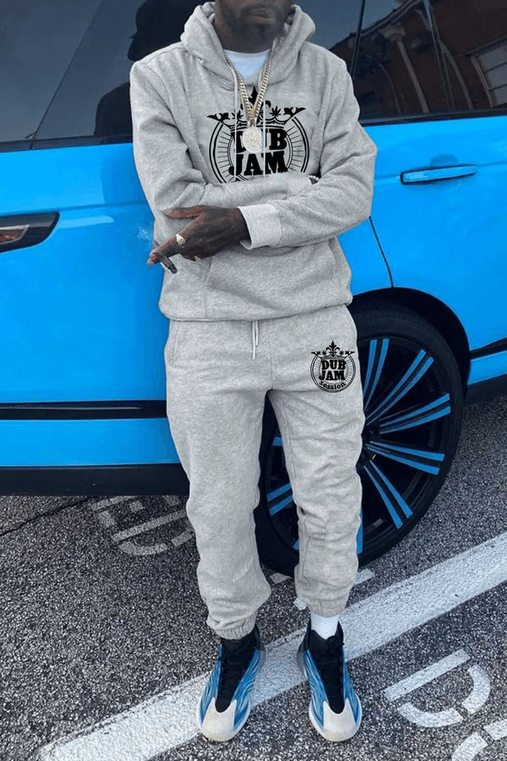Herren Hoodie- und Jogginghose-Set mit stilvollem Grafikdruck Echoarchiv